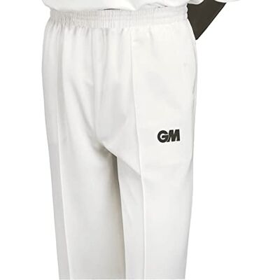 Gunn & Moore GM Cricket Trousers, Athletic Fit Elasticated Waist 2 Pockets, Quick Drying & Enhanced Moisture Management, Off White with GM Logo, XL Waist 37-38" Finished Hem Approx 34 Gunn & Moore GM Cricket Trousers, Athletic Fit Elasticated Waist 2 Pockets, Quick Drying & Enhanced Moisture Management, Off White with GM Logo, XL Waist 37-38" Finished Hem Approx 34