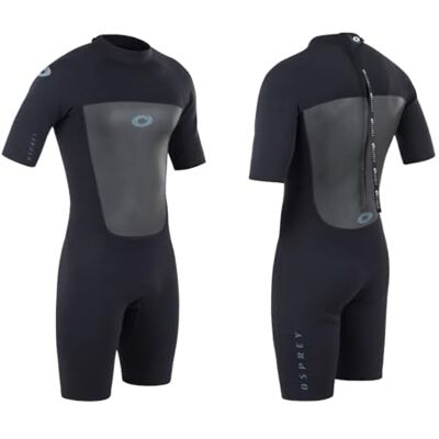 Osprey Men's Shorty 3 mm Summer Wetsuit, Adult Short Sleeve Neoprene Surfing Diving Wetsuit, Origin, Multiple Colours, Black, M Osprey Men's Shorty 3 mm Summer Wetsuit, Adult Short Sleeve Neoprene Surfing Diving Wetsuit, Origin, Multiple Colours, Black, M