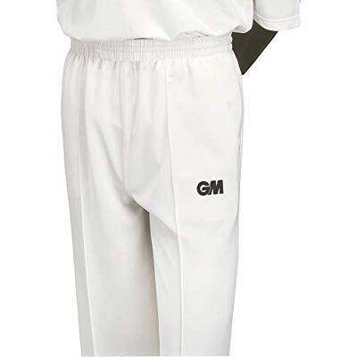 Gunn & Moore GM, Cricket Trousers, Athletic Fit Elasticated Waist 2 Pockets, Quick Drying & Enhanced Moisture Management, Off White with GM Logo, XXL Waist 39-40" Finished Hem Approx 34 Gunn & Moore GM, Cricket Trousers, Athletic Fit Elasticated Waist 2 Pockets, Quick Drying & Enhanced Moisture Management, Off White with GM Logo, XXL Waist 39-40" Finished Hem Approx 34