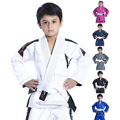 Vector Sports Vector Kids Brazilian Jiu Jitsu BJJ Gi with Free White Belt 100% Cotton Pearl Weave Kimono Ultra Lightweight Preshrunk Fabric (White, K4) Vector Sports Vector Kids Brazilian Jiu Jitsu BJJ Gi with Free White Belt 100% Cotton Pearl Weave Kimono Ultra Lightweight Preshrunk Fabric (White, K4)