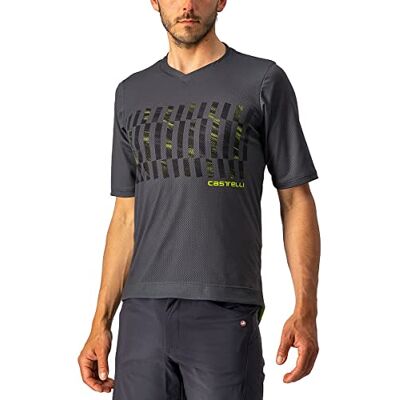 CASTELLI 4522008-030 Trail TECH TEE Sweatshirt Men's Dark Gray/Black-Electric Lime S CASTELLI 4522008-030 Trail TECH TEE Sweatshirt Men's Dark Gray/Black-Electric Lime S