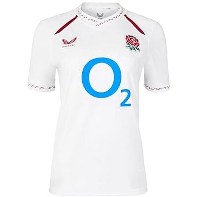Castore England Rugby Women's Home Replica Short Sleeve Shirt, White, 18 Castore England Rugby Women's Home Replica Short Sleeve Shirt, White, 18