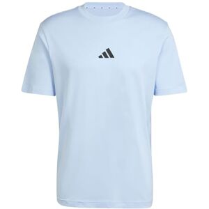 adidas Men's Essentials Small Logo Single Jersey TEE, Glow Blue/Black, XS adidas Men's Essentials Small Logo Single Jersey TEE, Glow Blue/Black, XS