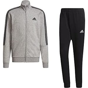 adidas GK9975 M 3S FT TT TS Tracksuit mens top:medium grey heather/black bottom:black/white, Size 42/44 adidas GK9975 M 3S FT TT TS Tracksuit mens top:medium grey heather/black bottom:black/white, Size 42/44