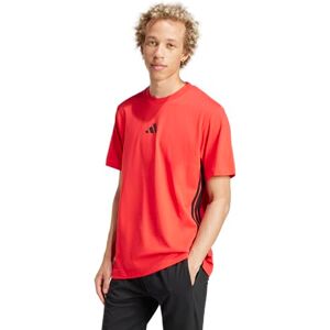 adidas Men's Essential Three Stripes Single Jersey TEE, Pure Ruby/Black, XS adidas Men's Essential Three Stripes Single Jersey TEE, Pure Ruby/Black, XS