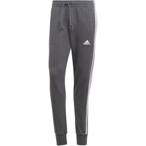 adidas Men's Essentials French Terry Tapered Cuff 3-Stripes Pants, Dark Grey Heather/White, S adidas Men's Essentials French Terry Tapered Cuff 3-Stripes Pants, Dark Grey Heather/White, S