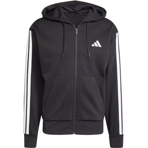 adidas Men's ESSENTIAL THREE STRIPES FLEECE ZIPPER HOODIE, black/white, M adidas Men's ESSENTIAL THREE STRIPES FLEECE ZIPPER HOODIE, black/white, M