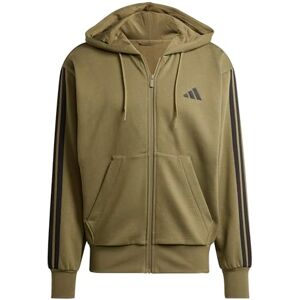 adidas Men's ESSENTIAL THREE STRIPES FLEECE ZIPPER HOODIE, olive strata/black, XS adidas Men's ESSENTIAL THREE STRIPES FLEECE ZIPPER HOODIE, olive strata/black, XS
