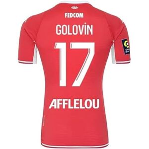 Kappa Men's Primera equipación AS MÓNACO 2022 T-Shirt, 17 GOLOVIN, Ajustado Kappa Men's Primera equipación AS MÓNACO 2022 T-Shirt, 17 GOLOVIN, Ajustado