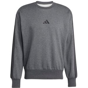 adidas Men's ESSENTIAL THREE STRIPES FLEECE SWEATSHIRT, dark grey heather/black, M adidas Men's ESSENTIAL THREE STRIPES FLEECE SWEATSHIRT, dark grey heather/black, M
