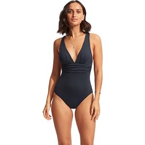 Seafolly Women's Deep V Wide Strap One Piece Swimsuit, Eco Collective True Navy, 10 Seafolly Women's Deep V Wide Strap One Piece Swimsuit, Eco Collective True Navy, 10
