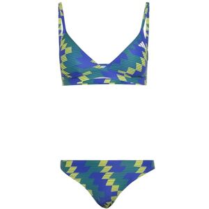 adidas Women's Padded Football-Inspired 2-Way Strap Triangle Bikini Set, Lucid Blue/Bold Green, 34 adidas Women's Padded Football-Inspired 2-Way Strap Triangle Bikini Set, Lucid Blue/Bold Green, 34