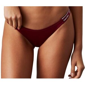 Calvin Klein Women’s Curved Delta Bikini Bottoms with Logo Waistband, Red (Plum Glaze), M Calvin Klein Women’s Curved Delta Bikini Bottoms with Logo Waistband, Red (Plum Glaze), M