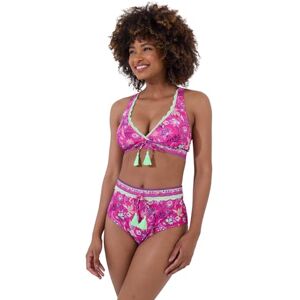 Joe Browns Women's Bright Tropical Neon Lace Trim Ruched Swim Briefs, Pink Multi, 16 Joe Browns Women's Bright Tropical Neon Lace Trim Ruched Swim Briefs, Pink Multi, 16