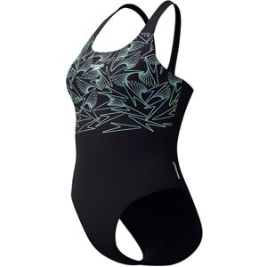 Speedo Women's Hyperboom Placement Muscleback Swimsuit Quick Drying Training Fitness Chlorine Resistant, Black/Alfalfa Green, 28 Speedo Women's Hyperboom Placement Muscleback Swimsuit Quick Drying Training Fitness Chlorine Resistant, Black/Alfalfa Green, 28