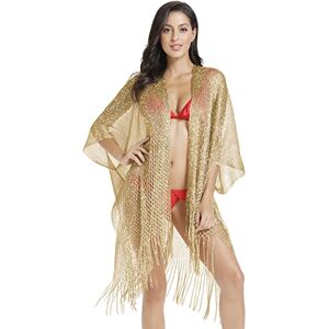 JK Unicorn Metallic Sparkling Kimono Swimsuit Cover Ups/Beach Bikini Cover Up for Summer Vacation, A. Gold, One Size JK Unicorn Metallic Sparkling Kimono Swimsuit Cover Ups/Beach Bikini Cover Up for Summer Vacation, A. Gold, One Size