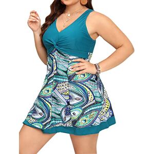 ECUPPER Womens One Piece Swimsuit Plus Size Swimwear Floral Printed Swimming Costume with Skirt Green M ECUPPER Womens One Piece Swimsuit Plus Size Swimwear Floral Printed Swimming Costume with Skirt Green M