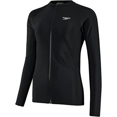 Speedo Women's Full Zip Long Sleeve Sun Protection Rash Top Rash Guard Shirt (Pack of 1) Speedo Women's Full Zip Long Sleeve Sun Protection Rash Top Rash Guard Shirt (Pack of 1)