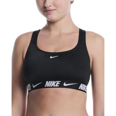 Nike Swim Logo Tape Racerback Bikini Top Black Nike Swim Logo Tape Racerback Bikini Top Black