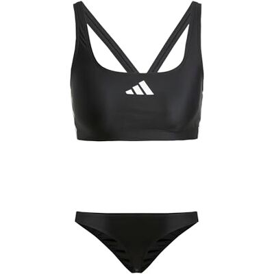 adidas Women's 3 Stripes V-Back Bikini Swimwear, Black/White, 42 adidas Women's 3 Stripes V-Back Bikini Swimwear, Black/White, 42