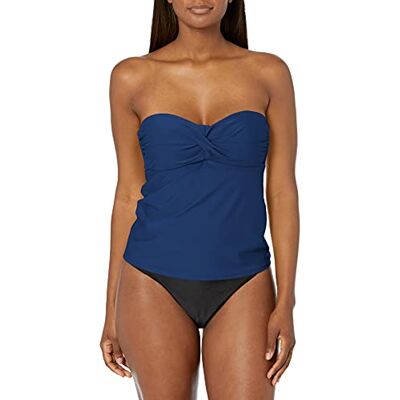 Catalina Women's Twist Front Bandeau Tankini Swimsuit Top, Navy, Medium Catalina Women's Twist Front Bandeau Tankini Swimsuit Top, Navy, Medium