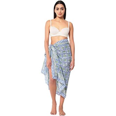 parihan Swimsuit Beach Sarong Cover Ups for Swimwear Women-Hand Print Wrap Skirt, Indigo Blue and Green, One Size parihan Swimsuit Beach Sarong Cover Ups for Swimwear Women-Hand Print Wrap Skirt, Indigo Blue and Green, One Size