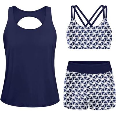 Yonique 3 Pieces Athletic Tankini Swimsuit for Women Sports Swimwear Set with Boyshort Yonique 3 Pieces Athletic Tankini Swimsuit for Women Sports Swimwear Set with Boyshort