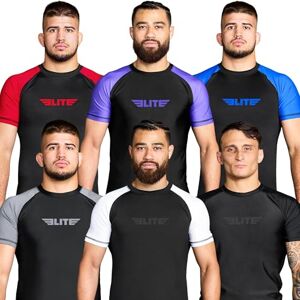 Elite Sports 2022 Jiu Jitsu BJJ Rash Guards, Men's BJJ, No GI, MMA Ranked Short Sleeve Compression Base Layer Rash Guard Gray Elite Sports 2022 Jiu Jitsu BJJ Rash Guards, Men's BJJ, No GI, MMA Ranked Short Sleeve Compression Base Layer Rash Guard Gray