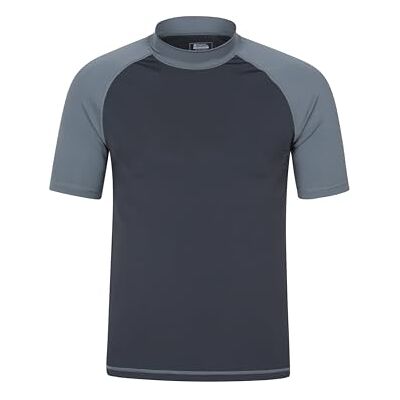 Mountain Warehouse Mens UV Short Sleeve Rash Vest Lightweight & Quick Drying Swim Top with Sun Protection, Stretchy Rash Guard with Taped Seams for Beach, Surfing & Summer Mountain Warehouse Mens UV Short Sleeve Rash Vest Lightweight & Quick Drying Swim Top with Sun Protection, Stretchy Rash Guard with Taped Seams for Beach, Surfing & Summer