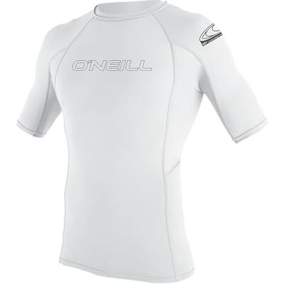 O'Neill Wetsuits Men's Basic Skins Short Sleeve Rash Guard, White, XS O'Neill Wetsuits Men's Basic Skins Short Sleeve Rash Guard, White, XS