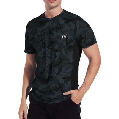 MEETWEE Men’s Rash Guard, Rash Vest UPF 50+ Short Sleeve UV Sun Protection Top T Shirt for Running Surfing Swimming Black Camouflage MEETWEE Men’s Rash Guard, Rash Vest UPF 50+ Short Sleeve UV Sun Protection Top T Shirt for Running Surfing Swimming Black Camouflage