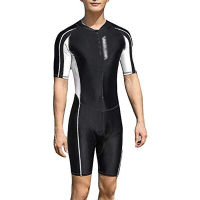 YOUCAI Men Adult Professional One-Piece Training Swimsuit Short Sleeve Round Neck Contrast Surf suit Swimwear Legsuit Plus Size Bodysuit Shorty Wetsuit Black 3XL YOUCAI Men Adult Professional One-Piece Training Swimsuit Short Sleeve Round Neck Contrast Surf suit Swimwear Legsuit Plus Size Bodysuit Shorty Wetsuit Black 3XL
