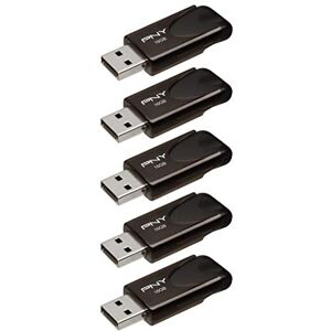 PNY Attaché 4 Flash Drives USB 2.0 with Sliding Capless Design, Black, 5x16GB PNY Attaché 4 Flash Drives USB 2.0 with Sliding Capless Design, Black, 5x16GB