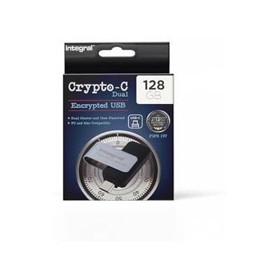 Integral 128GB Crypto-C Dual Encrypted USB Flash Drive - Secure Data Integral 128GB Crypto-C Dual Encrypted USB Flash Drive - Secure Data