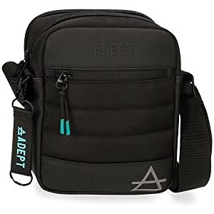ADEPT joumma bags,s.l. Dmas Messenger Bag Two Compartments Black 17 x 22 x 7 cm Polyester and PU, Black/White, Two Compartments Crossbody Bag ADEPT joumma bags,s.l. Dmas Messenger Bag Two Compartments Black 17 x 22 x 7 cm Polyester and PU, Black/White, Two Compartments Crossbody Bag