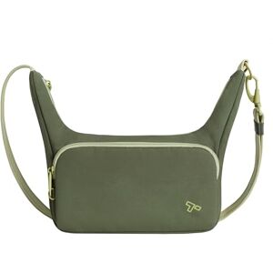 Travelon Unisex-Adult Anti-Theft The Voyages East/West Crossbody, Olive, 9.75" W x 6" H (Center) x 10" H (Wing) x 4.75" D Travelon Unisex-Adult Anti-Theft The Voyages East/West Crossbody, Olive, 9.75" W x 6" H (Center) x 10" H (Wing) x 4.75" D
