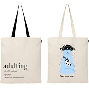 Eco Right Aesthetic Canvas Tote Bag for Women, Cute, Trendy and Reusable, Cotton Bags for School, Shopping, Gym, Library and Beach, Perfect for Groceries Eco Right Aesthetic Canvas Tote Bag for Women, Cute, Trendy and Reusable, Cotton Bags for School, Shopping, Gym, Library and Beach, Perfect for Groceries