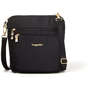 Baggallini Women's Modern Pocket Crossbody Bag, 8.5"x8.5" Handbag Purse with RFID, Lightweight Water-Resistant, Black W/Gold Hardware, One Size Baggallini Women's Modern Pocket Crossbody Bag, 8.5"x8.5" Handbag Purse with RFID, Lightweight Water-Resistant, Black W/Gold Hardware, One Size