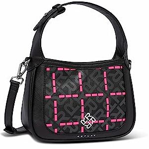 REPLAY Women's FW3541.000.A0283 Handbag, Blk + Dk Grey + Shock Pink 1573, OneSize REPLAY Women's FW3541.000.A0283 Handbag, Blk + Dk Grey + Shock Pink 1573, OneSize