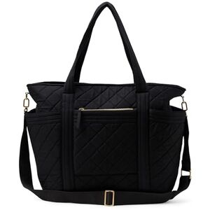 Amazon Essentials Women's Quilted Cotton Travel Tote Bag, Black, One Size Amazon Essentials Women's Quilted Cotton Travel Tote Bag, Black, One Size