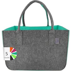 IDEA HOME LEVIATAN Felt Bag Shopper Large 30 Litre Shopping Bag XXL Foldable Shopping Basket Firewood Bag Clothes Basket Toy Bag Dark Grey/Turquoise IDEA HOME LEVIATAN Felt Bag Shopper Large 30 Litre Shopping Bag XXL Foldable Shopping Basket Firewood Bag Clothes Basket Toy Bag Dark Grey/Turquoise