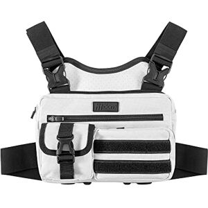 Fitdom Tactical Inspired Sports Utility Chest Pack. Chest Bag for Men with Built-in Phone Holder. This EDC Rig Pouch Vest is Perfect for Workouts, Cycling & Hiking, White, Vest Fit Fitdom Tactical Inspired Sports Utility Chest Pack. Chest Bag for Men with Built-in Phone Holder. This EDC Rig Pouch Vest is Perfect for Workouts, Cycling & Hiking, White, Vest Fit