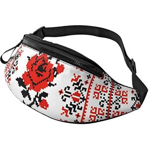 Rvenu11300 Ukrainian Embroidery Style Rose Printed Casual Sports Cross Body Waist Bag With Waist Belt Adjustable Multi-Functional Cross Body Shoulder Bag, Black, One Size Rvenu11300 Ukrainian Embroidery Style Rose Printed Casual Sports Cross Body Waist Bag With Waist Belt Adjustable Multi-Functional Cross Body Shoulder Bag, Black, One Size