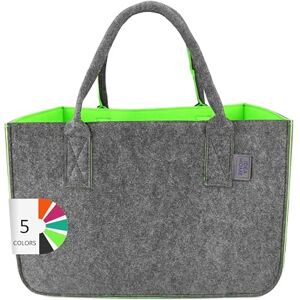IDEA HOME LEVIATAN Felt Bag Shopper Large 30 Litre Shopping Bag XXL Foldable Shopping Basket Firewood Bag Clothes Basket Toy Bag Dark Grey/Lime Colour IDEA HOME LEVIATAN Felt Bag Shopper Large 30 Litre Shopping Bag XXL Foldable Shopping Basket Firewood Bag Clothes Basket Toy Bag Dark Grey/Lime Colour