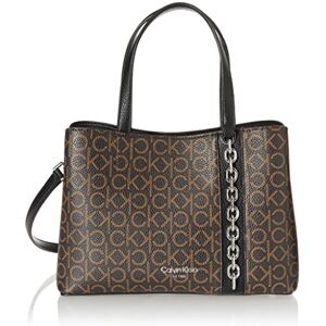 Calvin Klein Women's Adeline Triple Compartment Satchel, Brown/Khaki/Black, One Size Calvin Klein Women's Adeline Triple Compartment Satchel, Brown/Khaki/Black, One Size