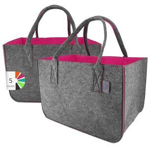 IDEA HOME LEVIATAN Felt Bag Shopper Large 30 Litre Shopping Bag XXL Foldable Shopping Basket Firewood Bag Clothes Basket Toy Bag Dark Grey/Black, Raspberry colour, XL, 2 pieces IDEA HOME LEVIATAN Felt Bag Shopper Large 30 Litre Shopping Bag XXL Foldable Shopping Basket Firewood Bag Clothes Basket Toy Bag Dark Grey/Black, Raspberry colour, XL, 2 pieces