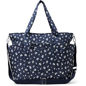 Amazon Essentials Women's Quilted Cotton Travel Tote Bag, Navy Floral, One Size Amazon Essentials Women's Quilted Cotton Travel Tote Bag, Navy Floral, One Size