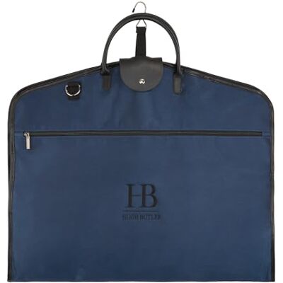 HUGH BUTLER Travel Suit Carrier Bag (Light) for 1-2 Suits 40", Elegant Business Suit Cover with Shoulder strap, Garment Bags for Men and Women, Breathable, Foldable, Clothes Without Creases, Niles Navy Blue HUGH BUTLER Travel Suit Carrier Bag (Light) for 1-2 Suits 40", Elegant Business Suit Cover with Shoulder strap, Garment Bags for Men and Women, Breathable, Foldable, Clothes Without Creases, Niles Navy Blue