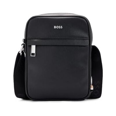 Boss Mens Zair NS Zip Structured-Leather Reporter Bag with Logo Detail Size One Size Boss Mens Zair NS Zip Structured-Leather Reporter Bag with Logo Detail Size One Size