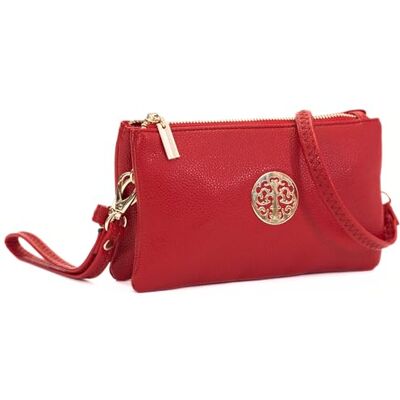 Big Handbag Shop Women’s Vegan Leather Mini Crossbody Bag, Small Holiday Travel Pouch Purse Wallet with Wristlet Strap and Secure Zip Compartments Ivy (Red) Big Handbag Shop Women’s Vegan Leather Mini Crossbody Bag, Small Holiday Travel Pouch Purse Wallet with Wristlet Strap and Secure Zip Compartments Ivy (Red)